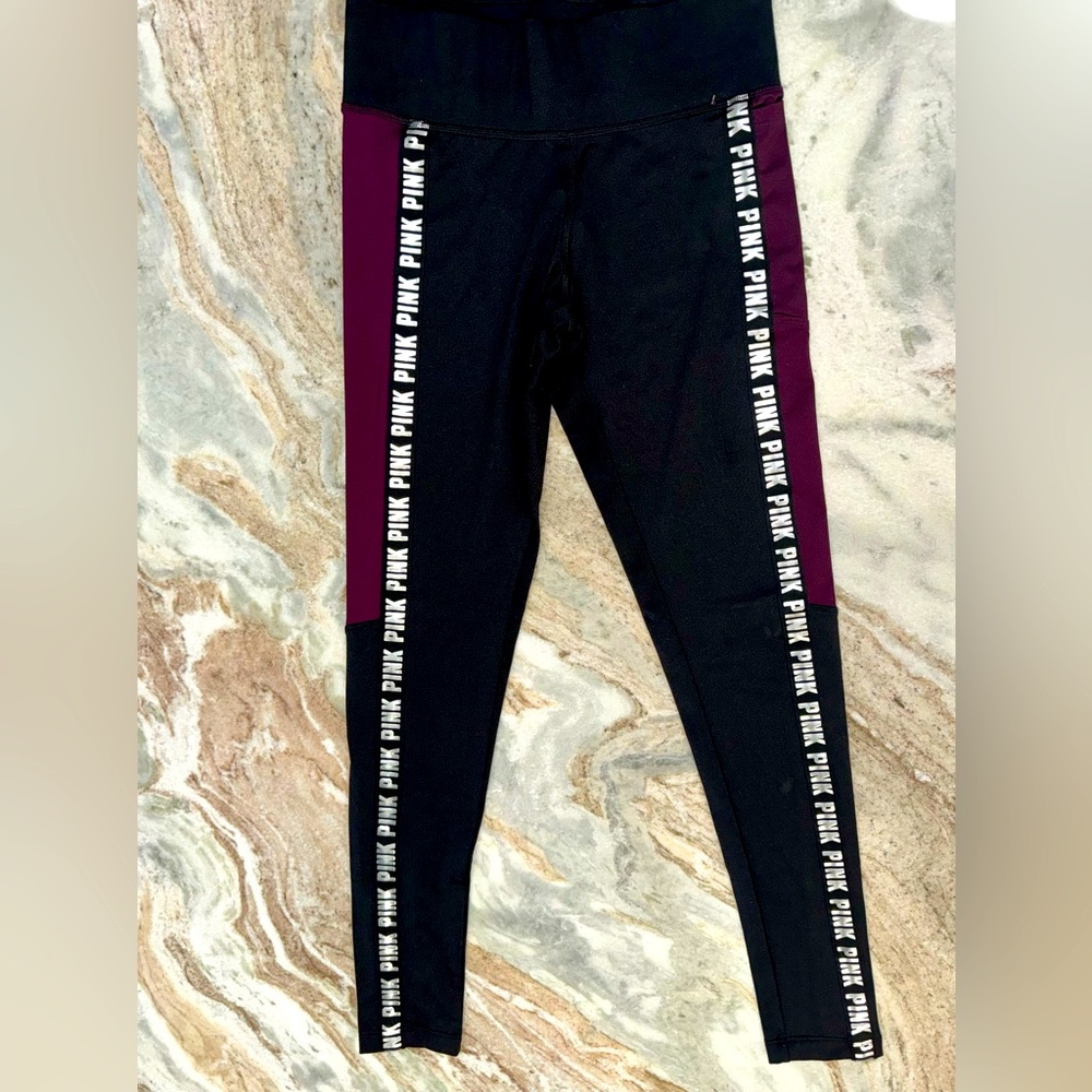 PINK COZY fleece lined color block leggings size small